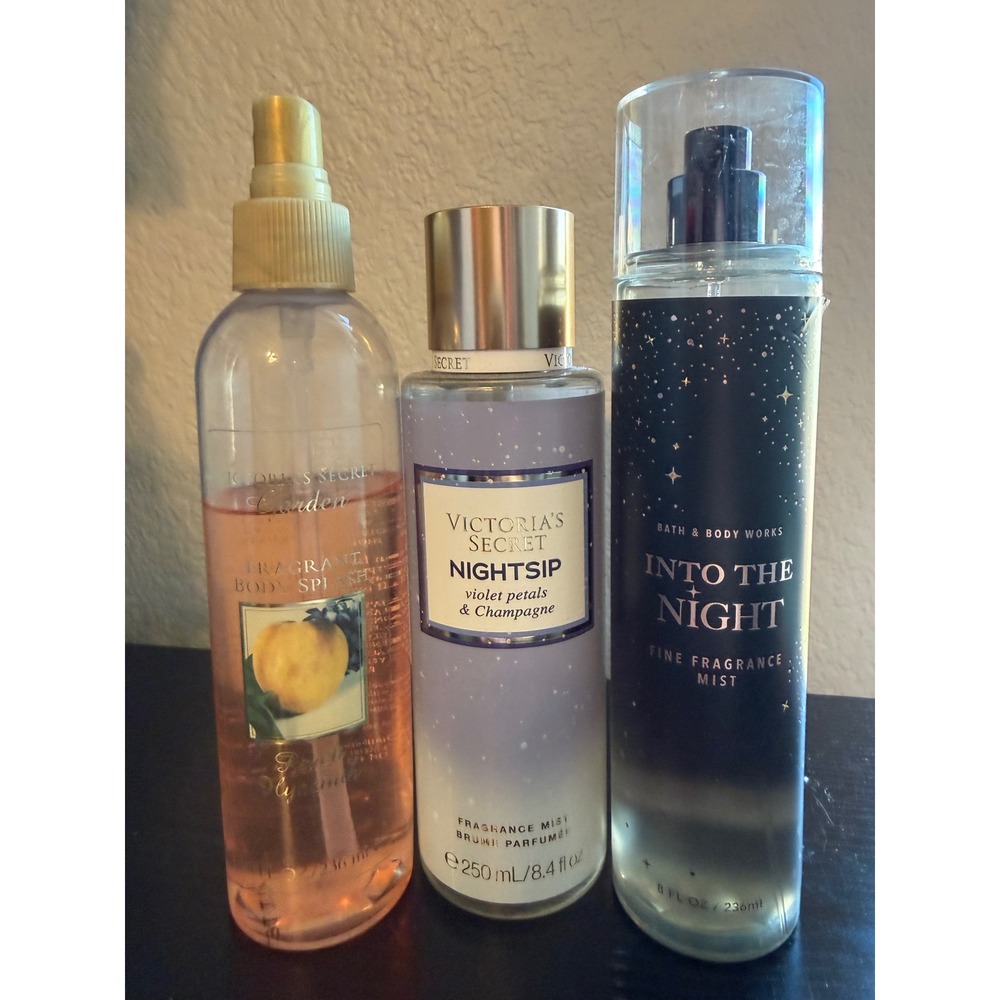 Victorias Secret BBW Fragrance Mist 3 Lot Nightsip Peach Hyacinth Into The Night